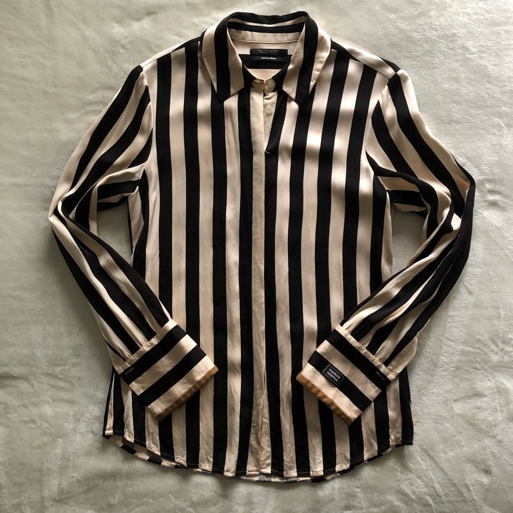 Maison Scotch Fitted Striped Button Down